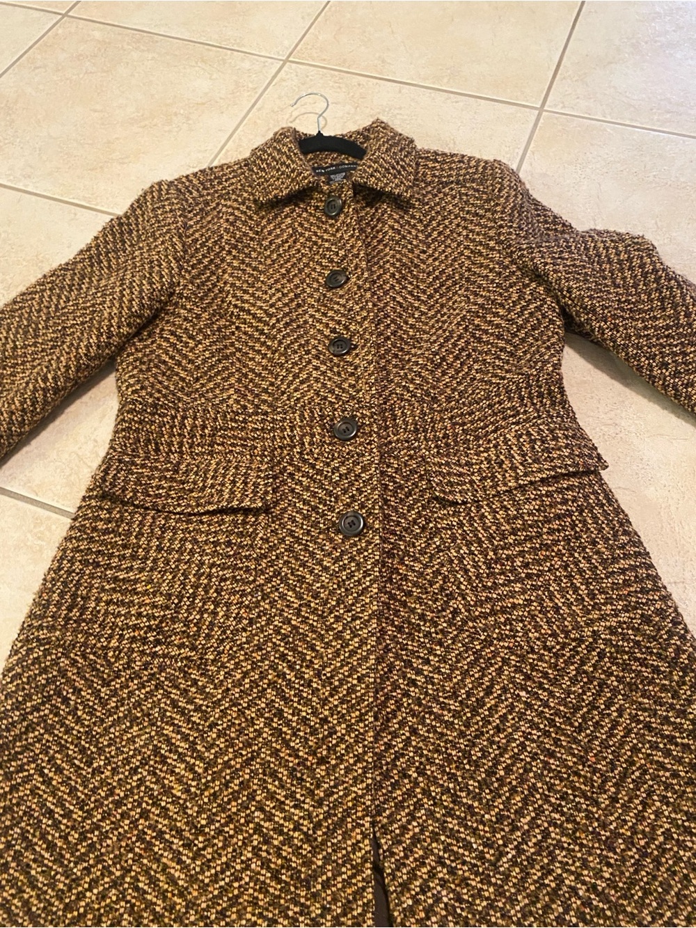 New York & Company Brown Tweed Pea Coat - Picture 3 of 8